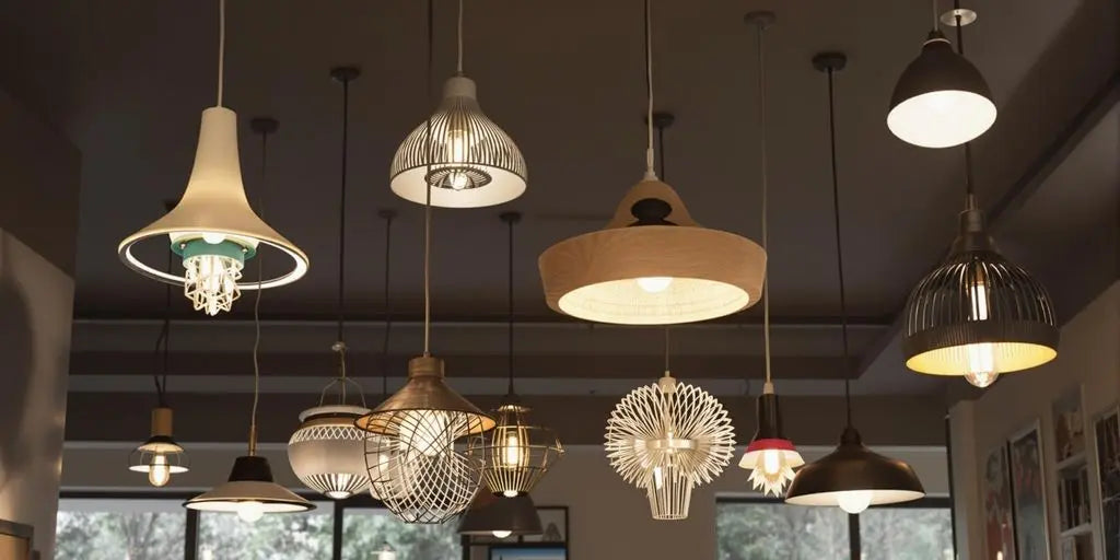 Modern ceiling lamps in various innovative designs.