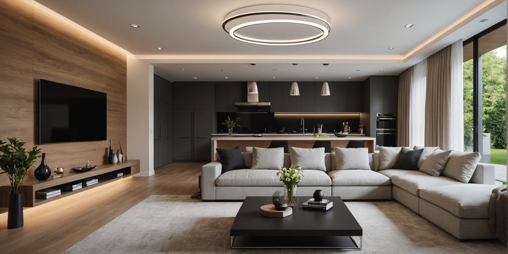 Modern living room with LED fixtures