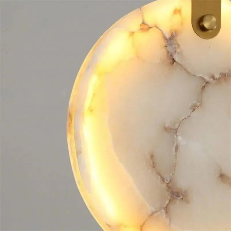 Modern Discs Long Staircase Alabaster Chandelier
