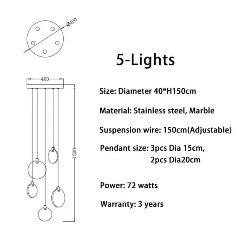 Modern Discs Long Staircase Alabaster Chandelier