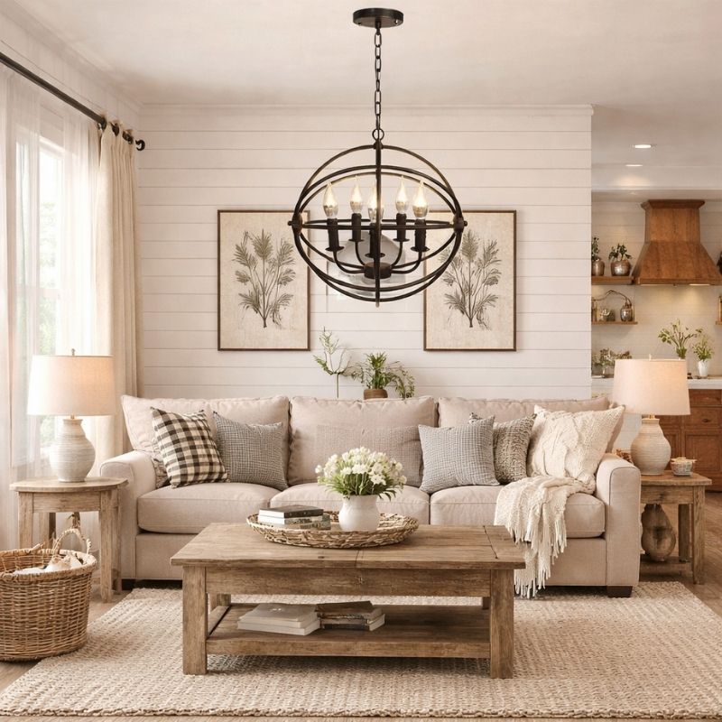 Einzigartiger 5-flammiger Globus-Kronleuchter