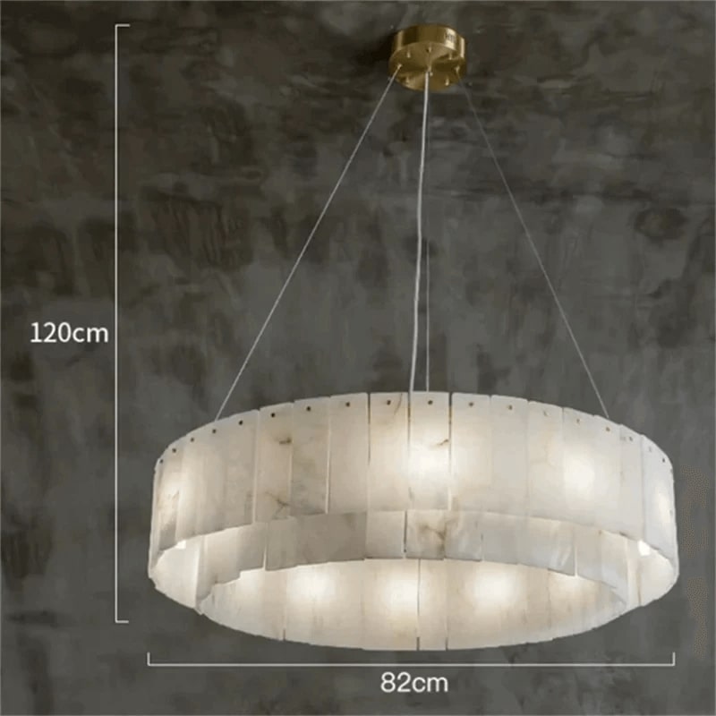 Two Tier Alabaster Modern Round Chandelier