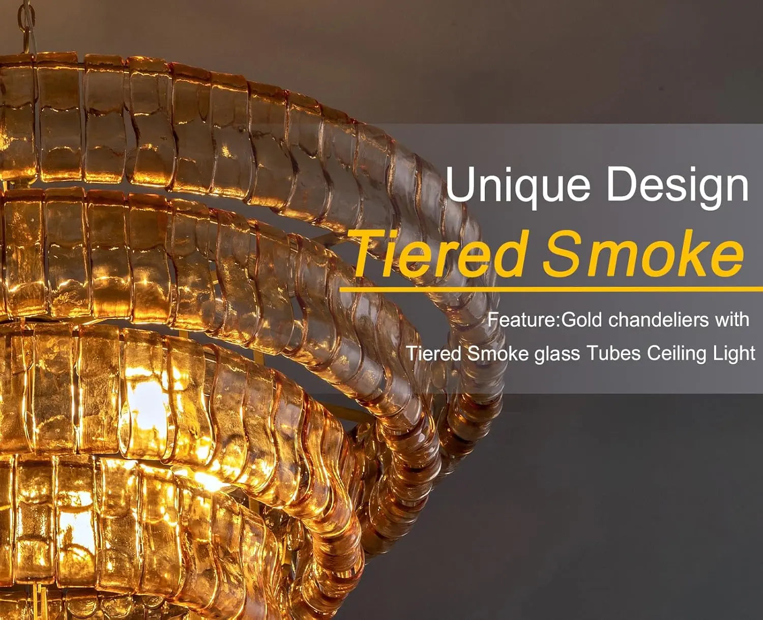 Modern Amber Glass Chandelier