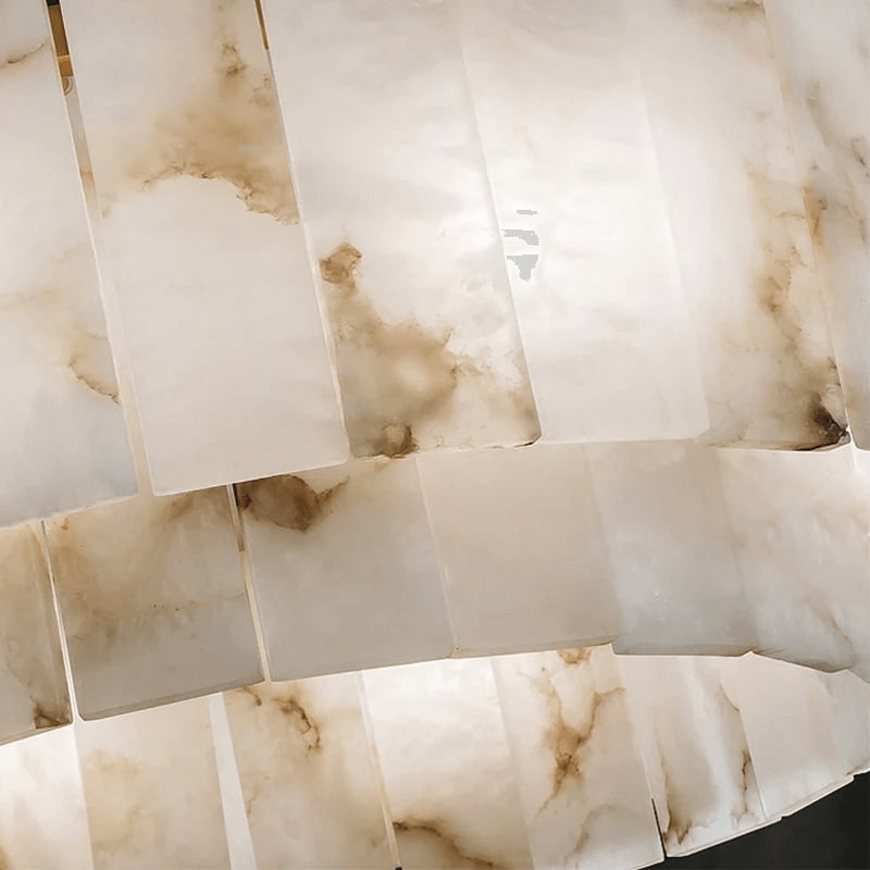 Two Tier Alabaster Modern Round Chandelier