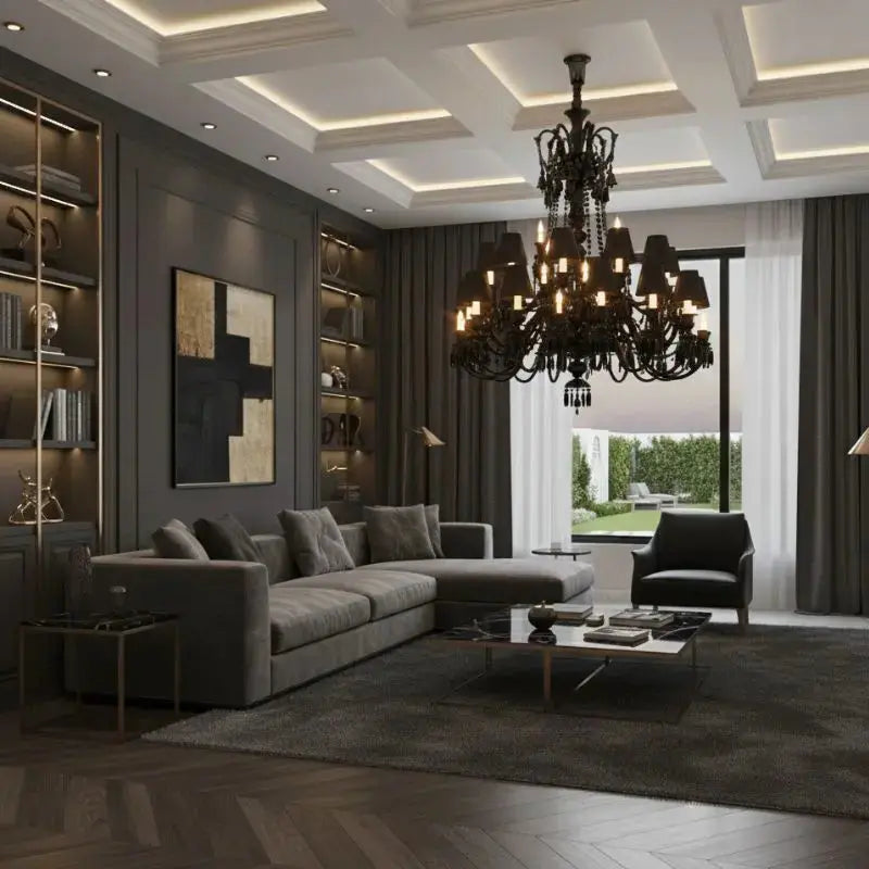 Villa Hotel Luxury Black Crystal Chandelier