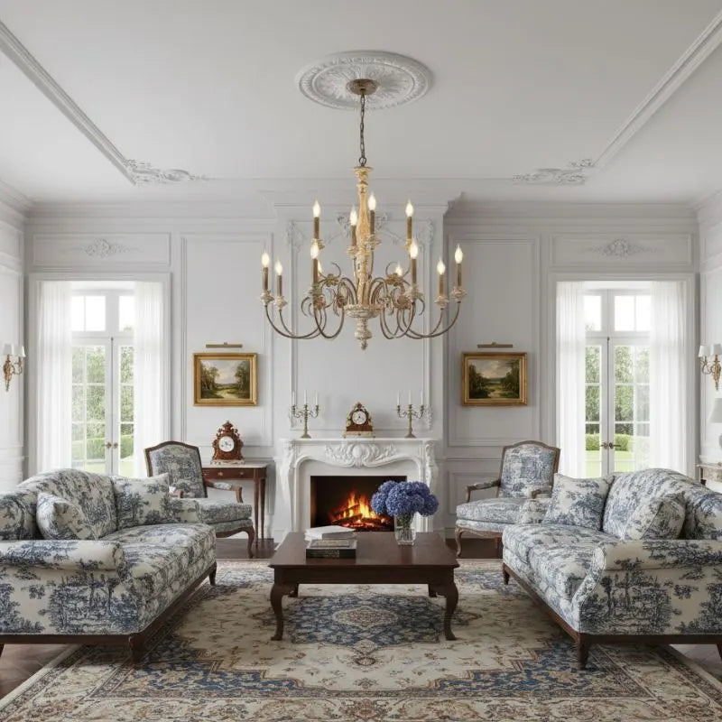 French Retro Wooden Chandelier