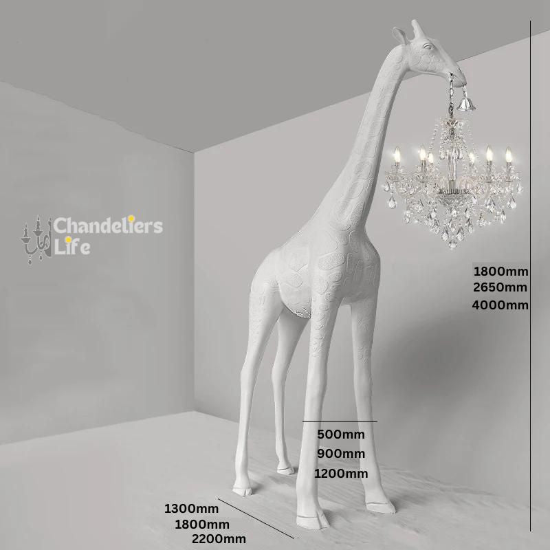 Art Sculpture Giraffe Floor Chandelier - White