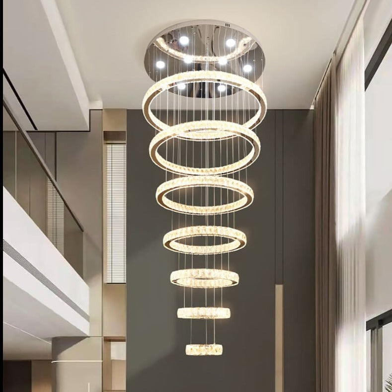 Rings Chandeliers for Loft Villa Duplex Design - Gold