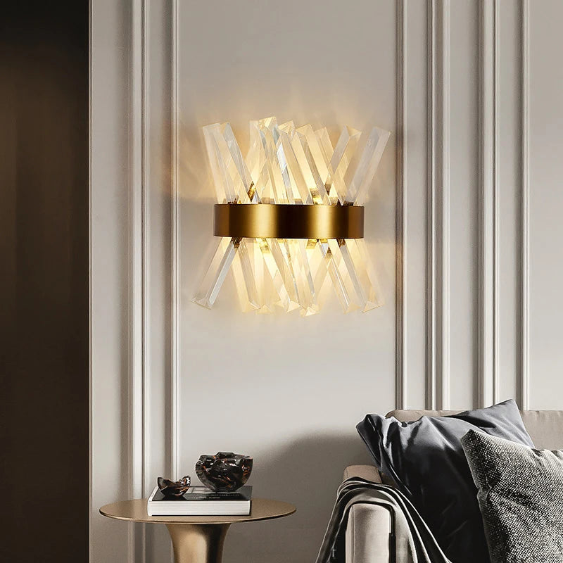 Luxury Modern Gold Crystal Wall Lamp
