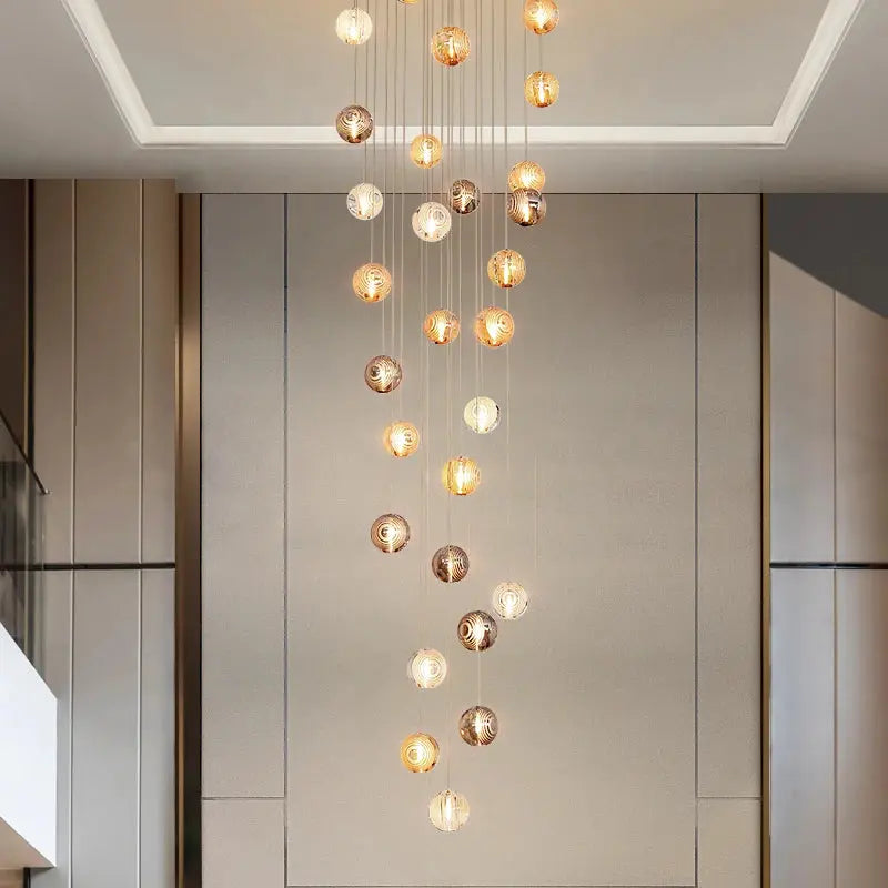 Modern chandelier with multiple lights hanging from the ceiling.