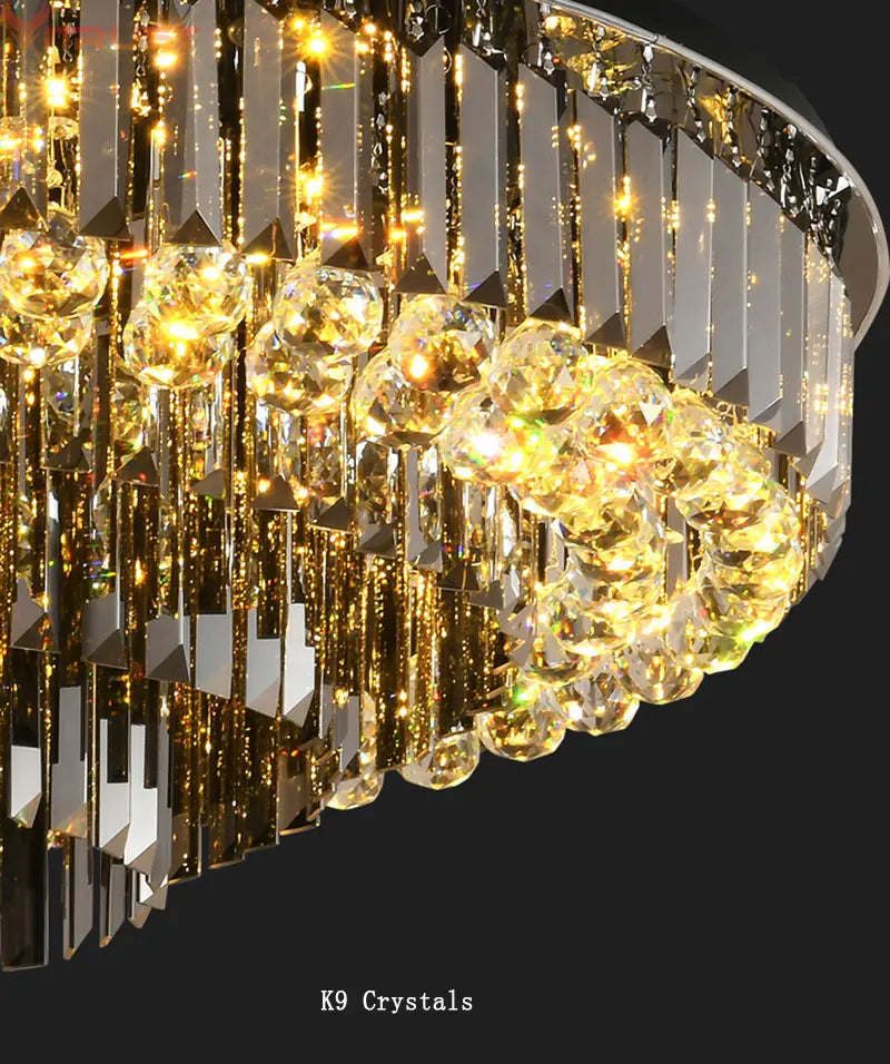 Luxury Crystal Ceiling Lamp  Smoky Gray