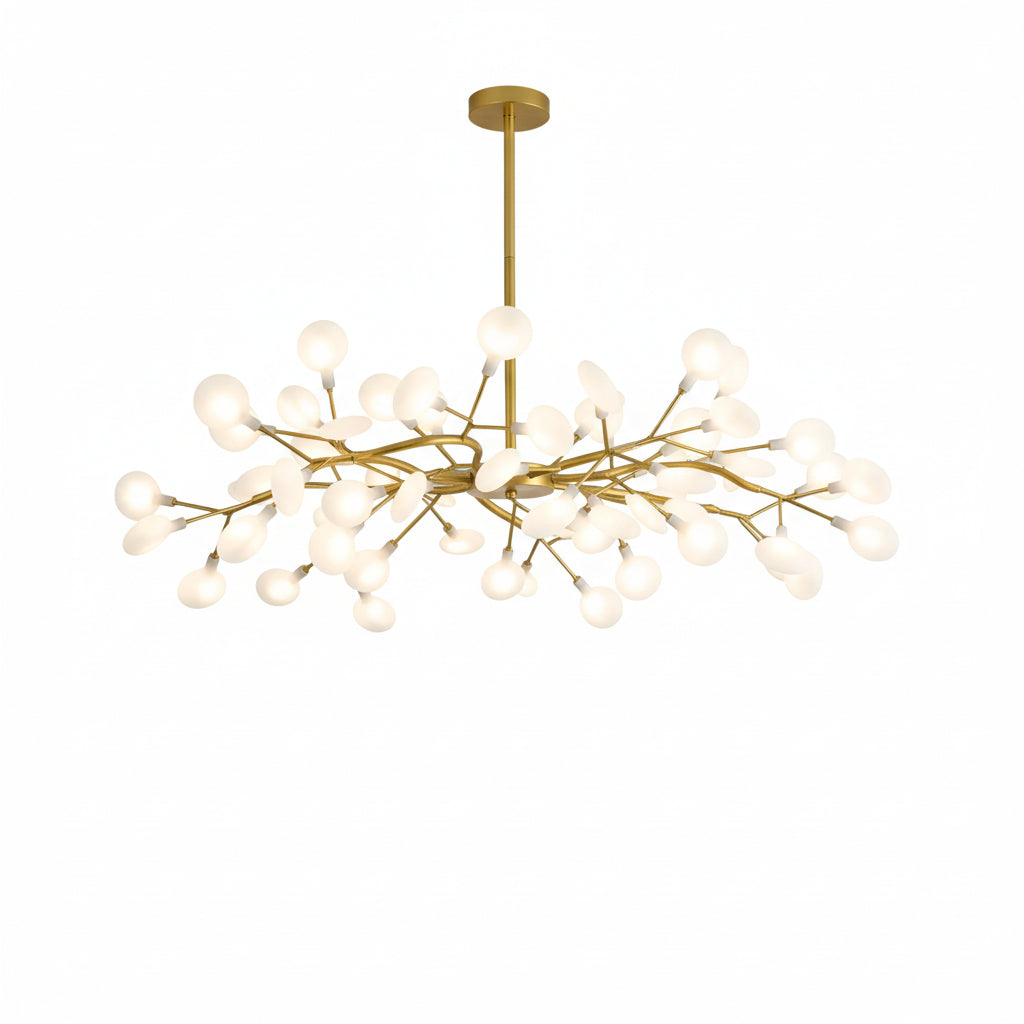 Luxurious Gold Chandelier with White Petals ChandeliersLife®