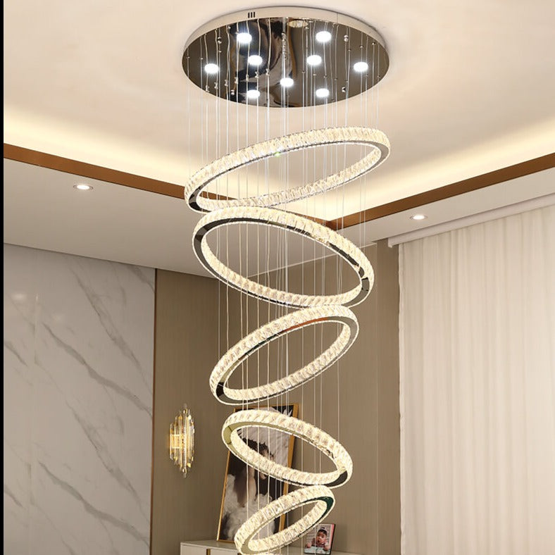 Rings Chandeliers for Loft Villa Duplex Design - Gold