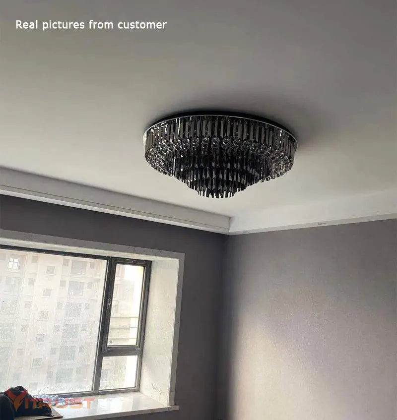 Luxury Crystal Ceiling Lamp  Smoky Gray