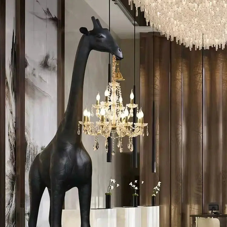 Art Sculpture Giraffe Floor Chandelier - Black