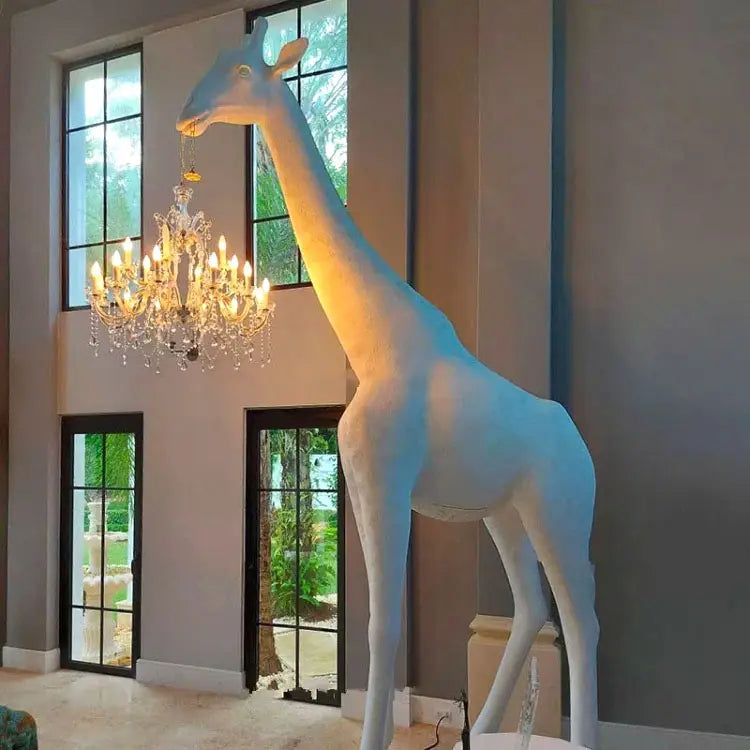 Art Sculpture Giraffe Floor Chandelier - White