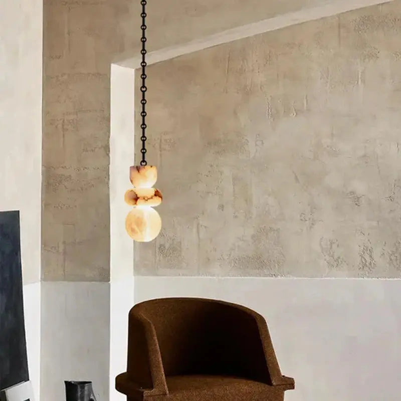 Natural Snowflake Marble Pendant Light – Handcrafted Luxury Lighting