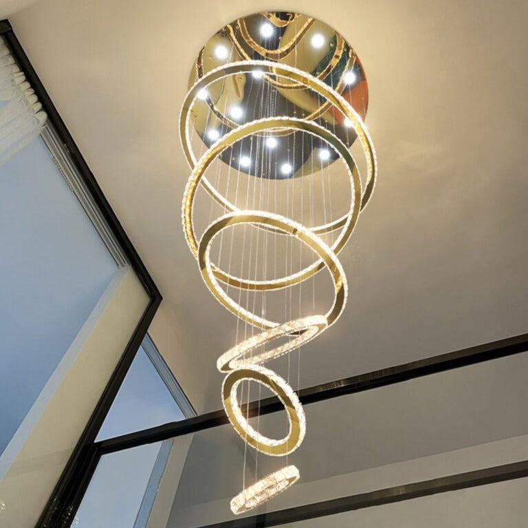 Rings Chandeliers for Loft Villa Duplex Design - Chrome