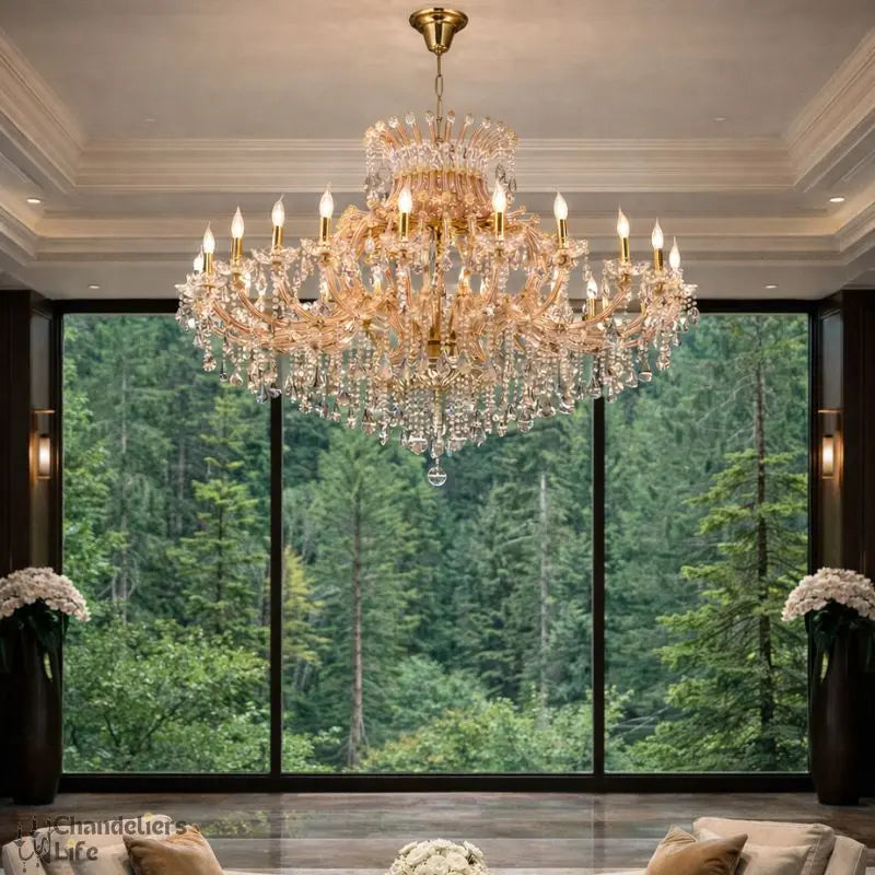Luxurious Amber Crystal Chandelier