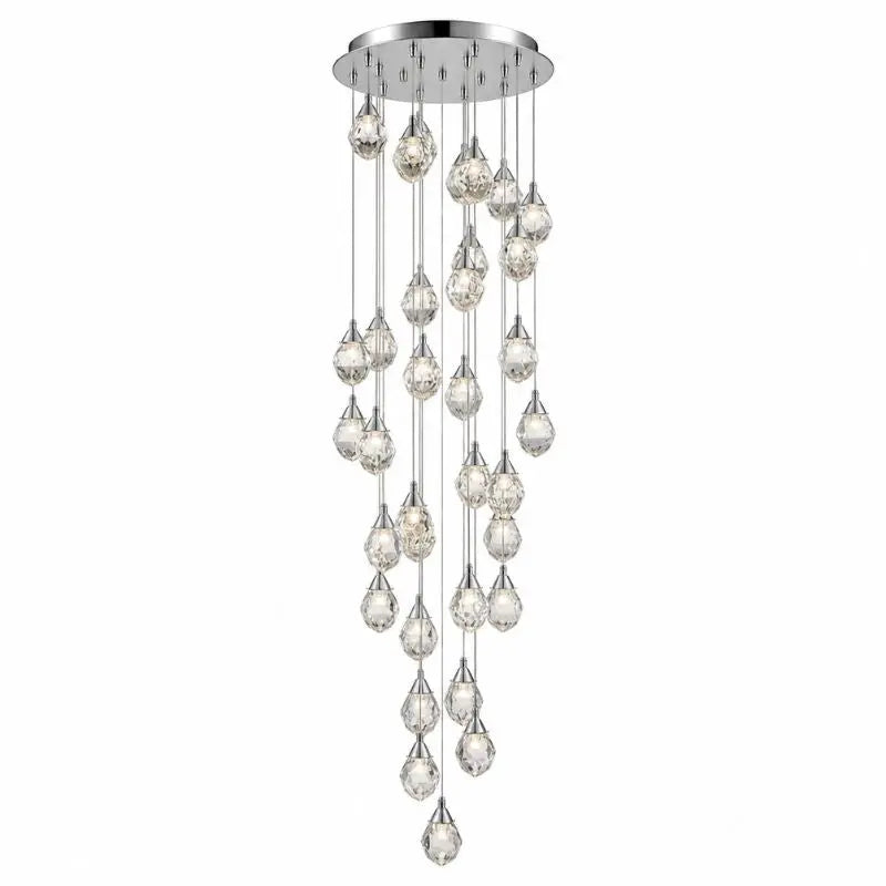 Lustre de luxe en forme de boule de cristal avec diamants longs