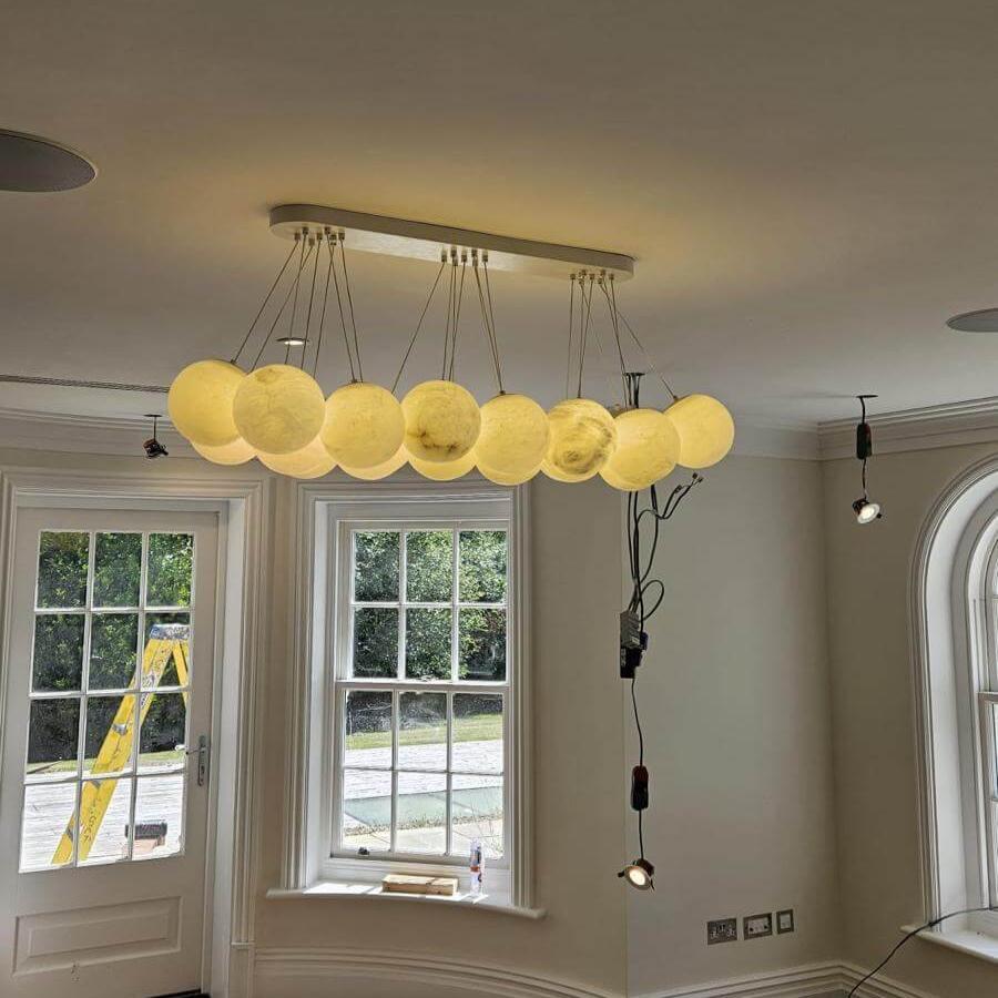 Rectangular Chandelier Alabaster Ball Chandelier