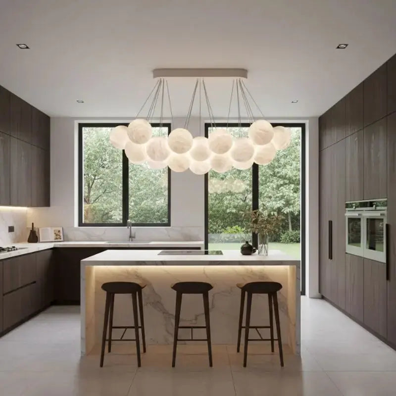 Rectangular Balls Alabaster Chandelier