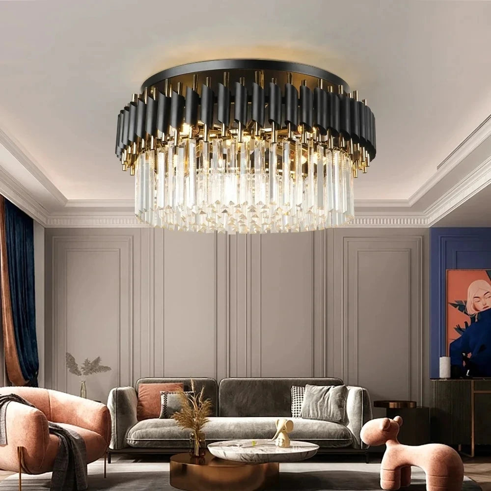 Modern Black Crystal Ceiling Chandelier