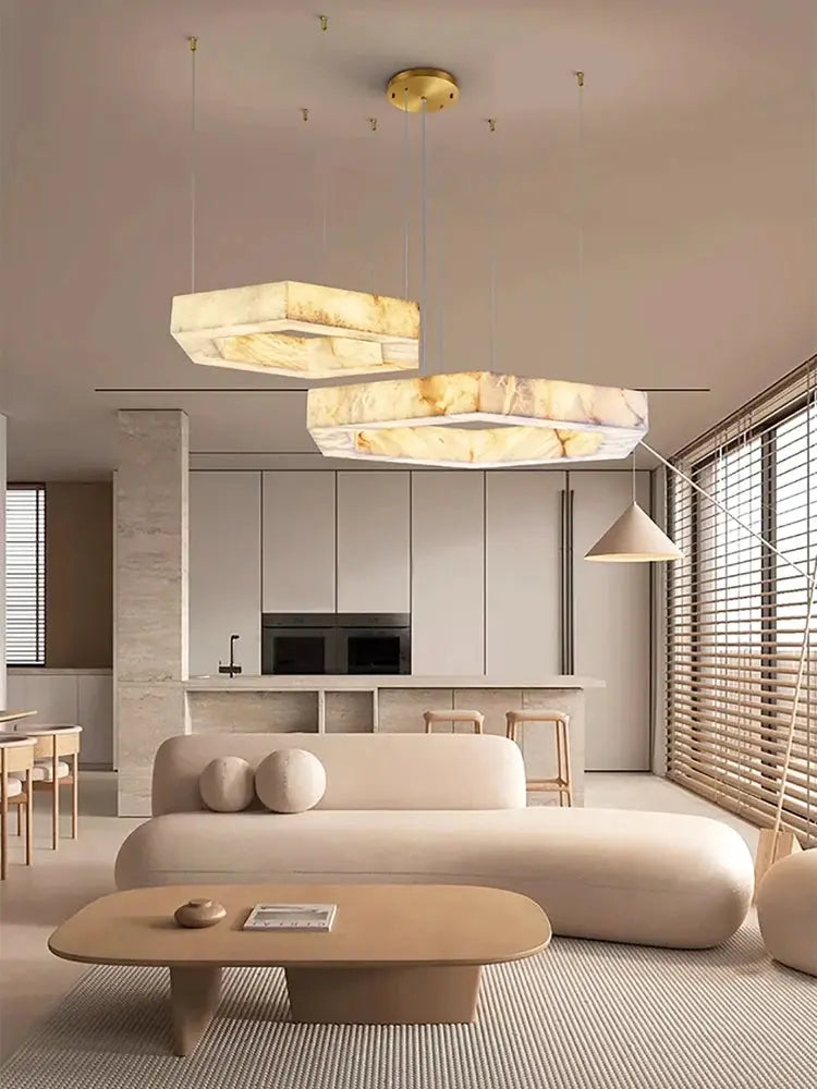 Hexagonal Alabaster Round Chandelier
