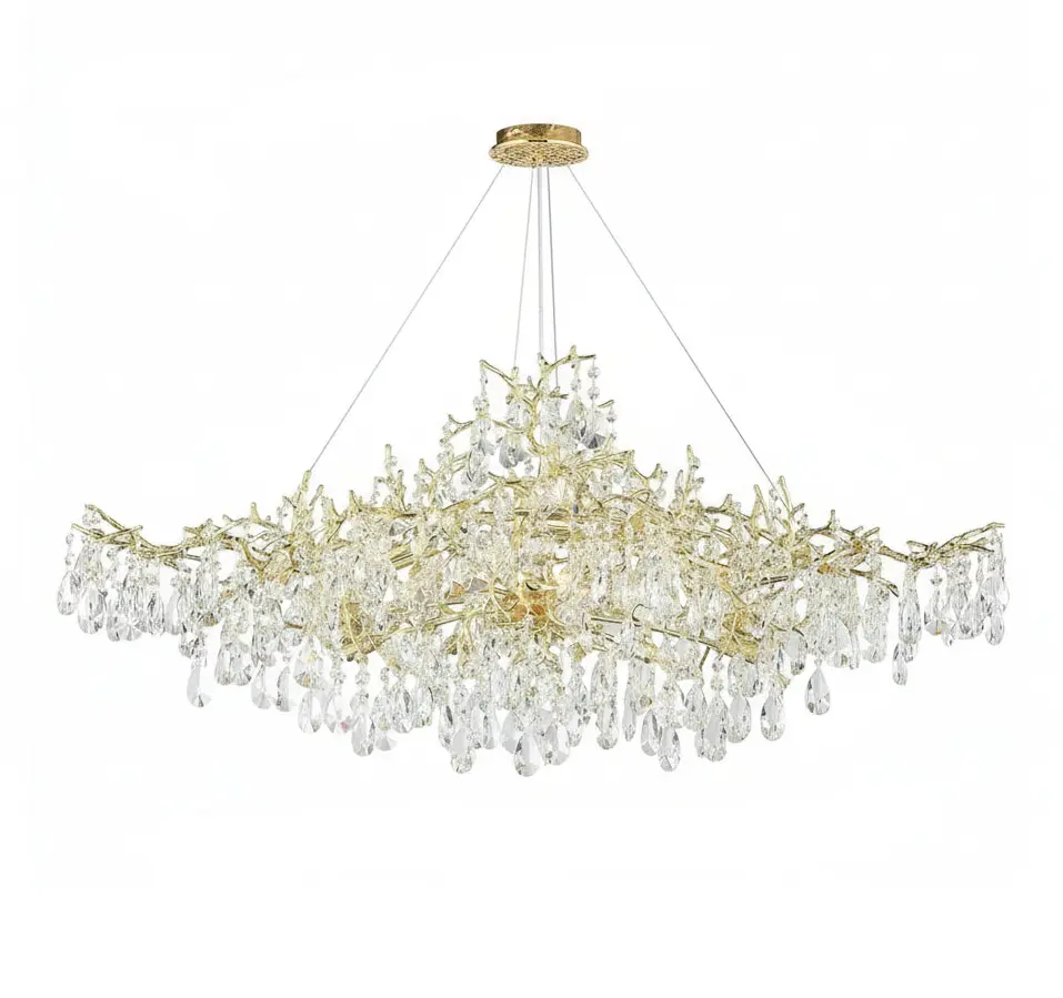 Chandelier with dimensions and weight information on a white background