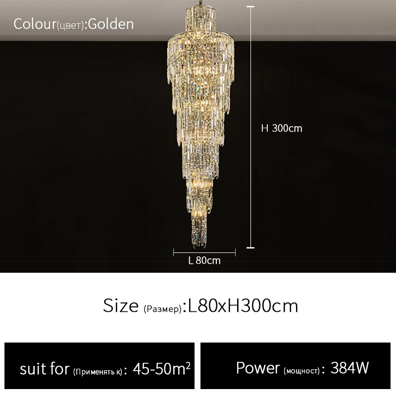 Rotating Staircase Crystal Chandelier