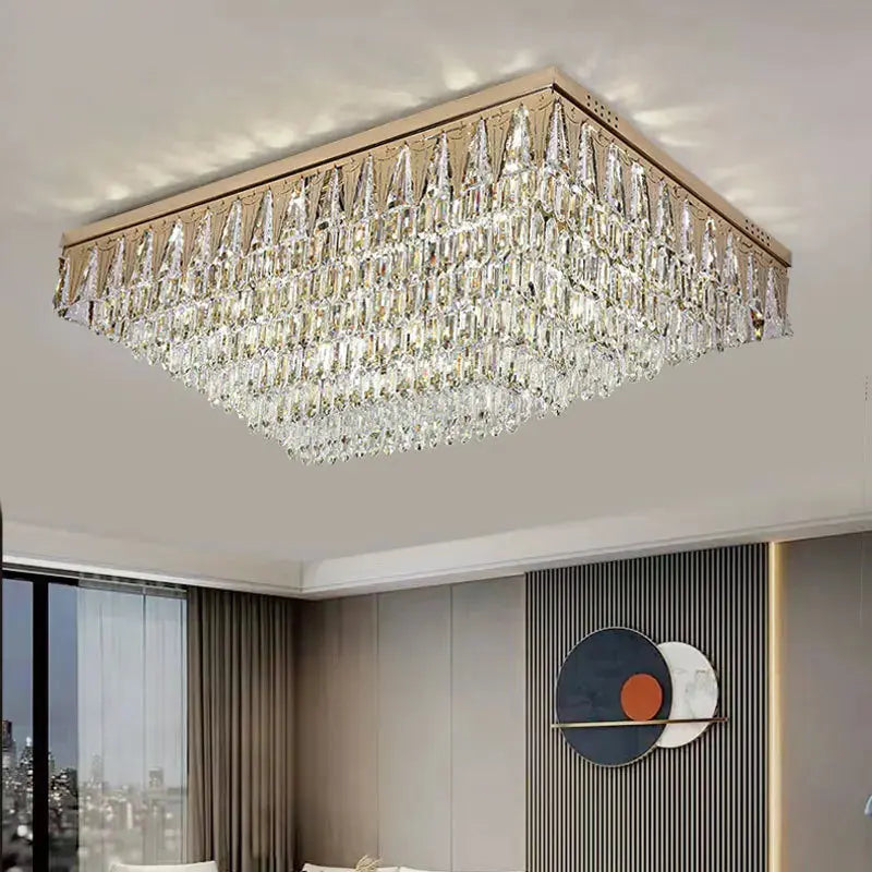 Rectangular Round Crystal Luxury Ceiling Lamp