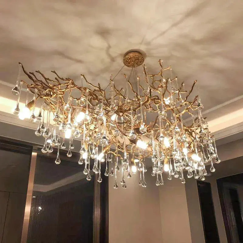 High-end LED Branch Crystal Copper Chandeliers Water Drops Luxury Ceiling Chandelier Lighting Decor Tree Luxury Pendant  LAMP ChandeliersLife®