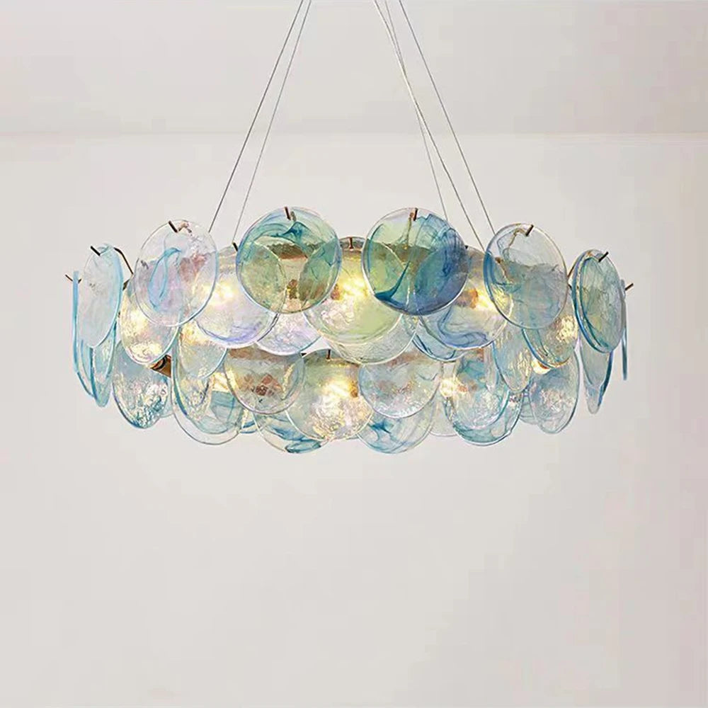 Rosella Murano-inspired Pink and Green Glass chandelier, product gallery image 4 of 19
