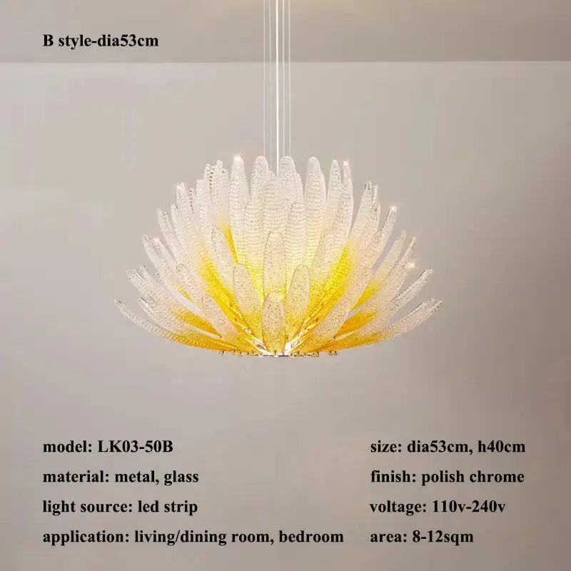 Modern Luxury Feather Glass Luxury Pendant Chandelier