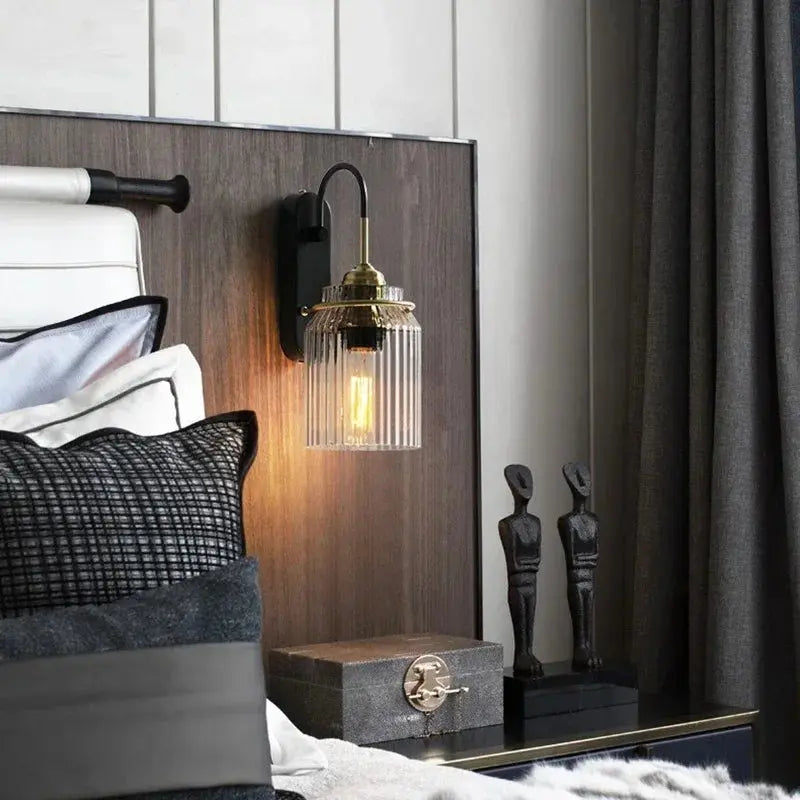 Retro Industrial Style Bedroom Glass Wall Lamp ChandeliersLife®