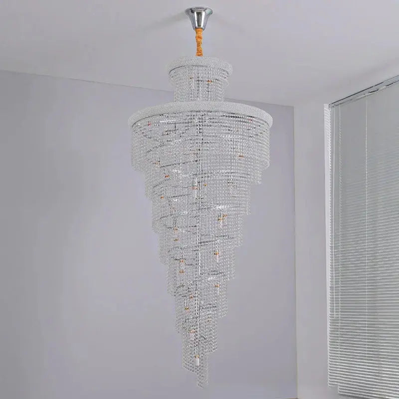 Luxury Gold Crystal Staircase Chandelier for High Ceilings