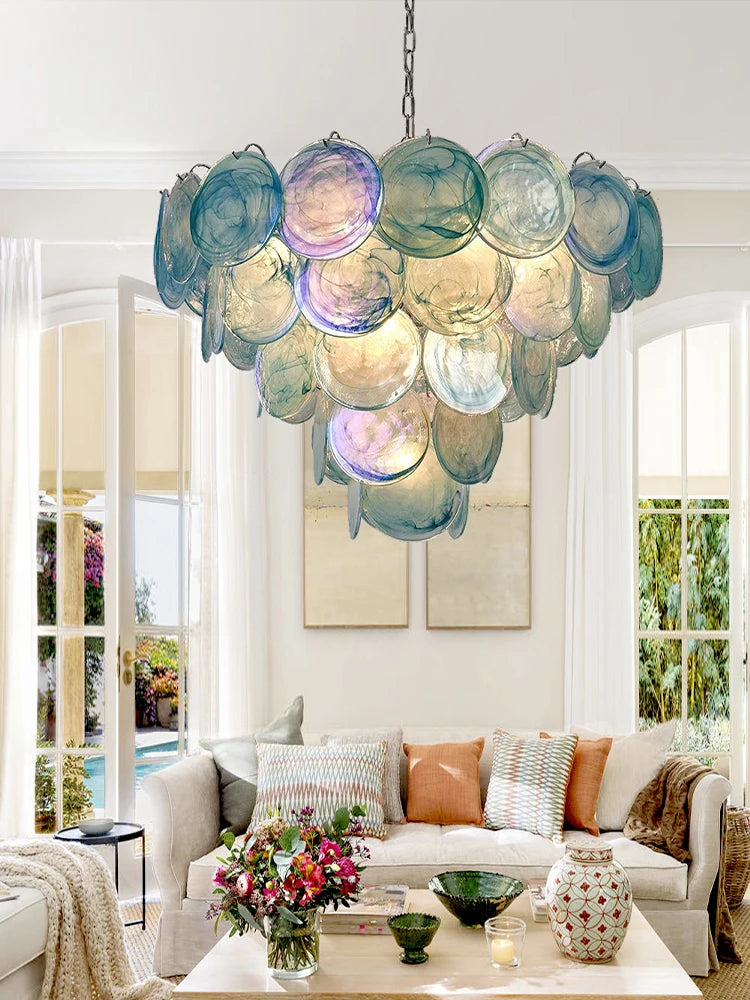 Azura Vintage Glass and Metal chandelier, product gallery image 2 of 13