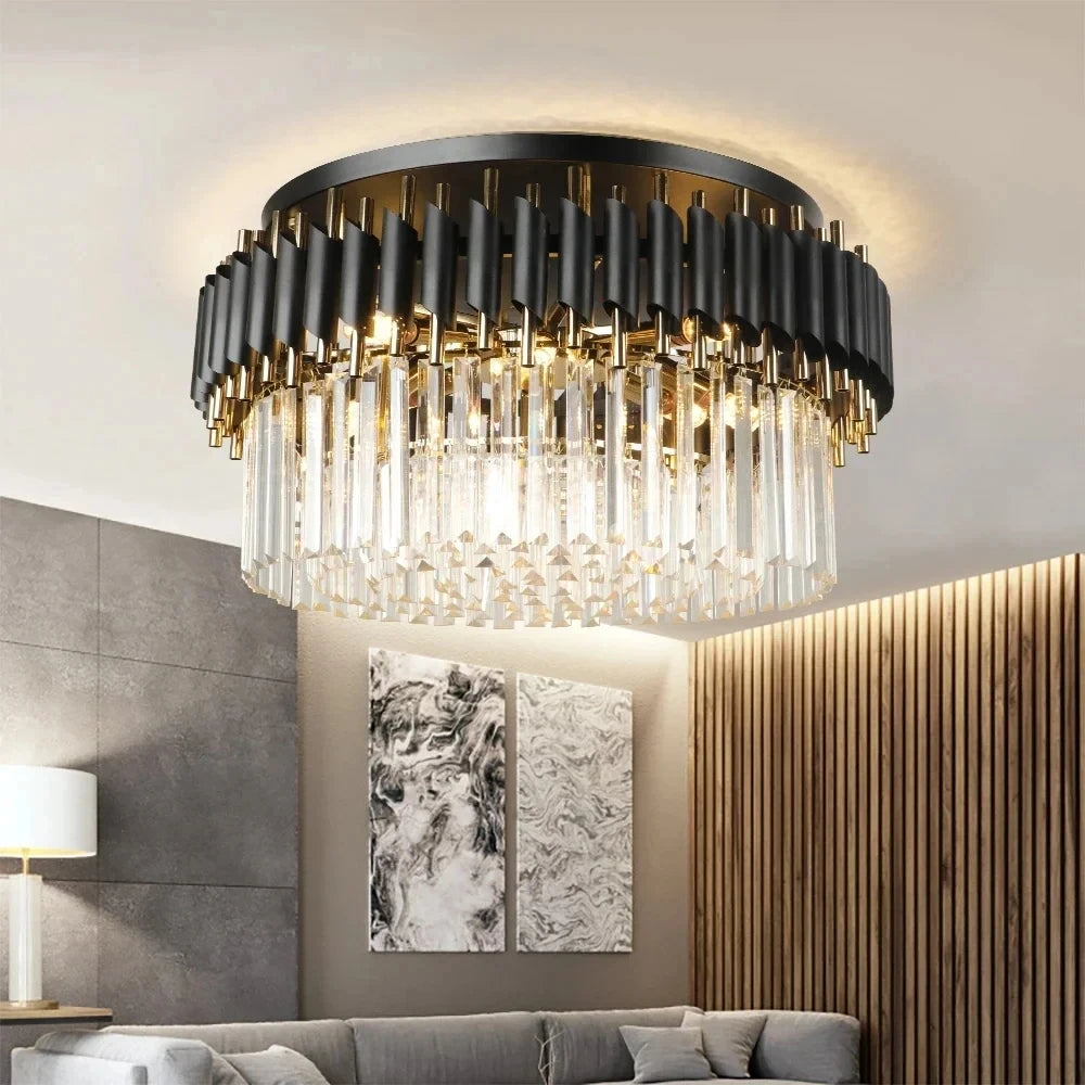 Modern Black Crystal Ceiling Chandelier