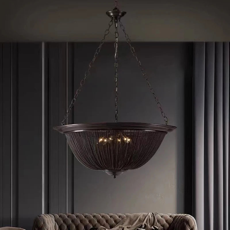 Black American Tassel Ceiling Chandelier