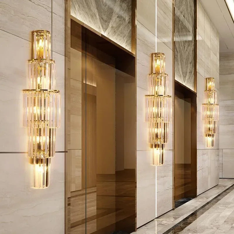 Luxury Hotel Lobby Crystal Large Wall Lamp