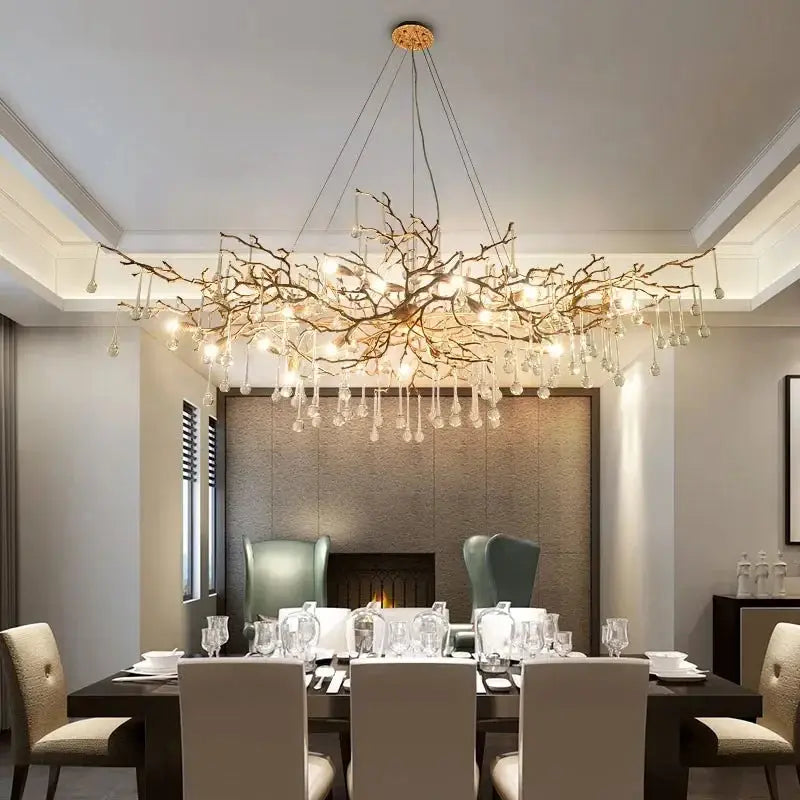 High-end LED Branch Crystal Copper Chandeliers Water Drops Luxury Ceiling Chandelier Lighting Decor Tree Luxury Pendant  LAMP ChandeliersLife®