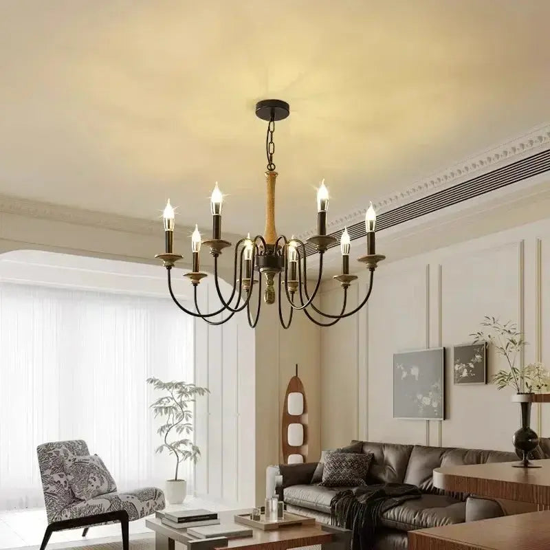 Nordic Retro Solid Wood Chandeliers