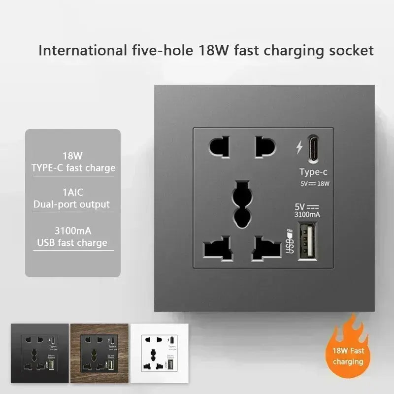 UK Wall Electrical Outlet with USB Charger