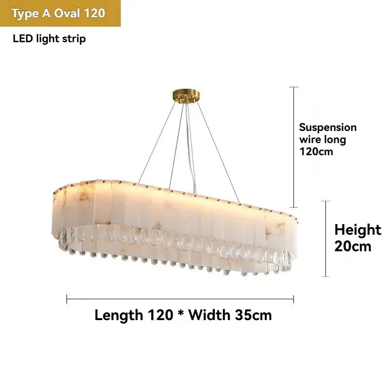 Villa Lobby Dining Living Room Alabaster Hanging Lamp - ChandeliersLife®