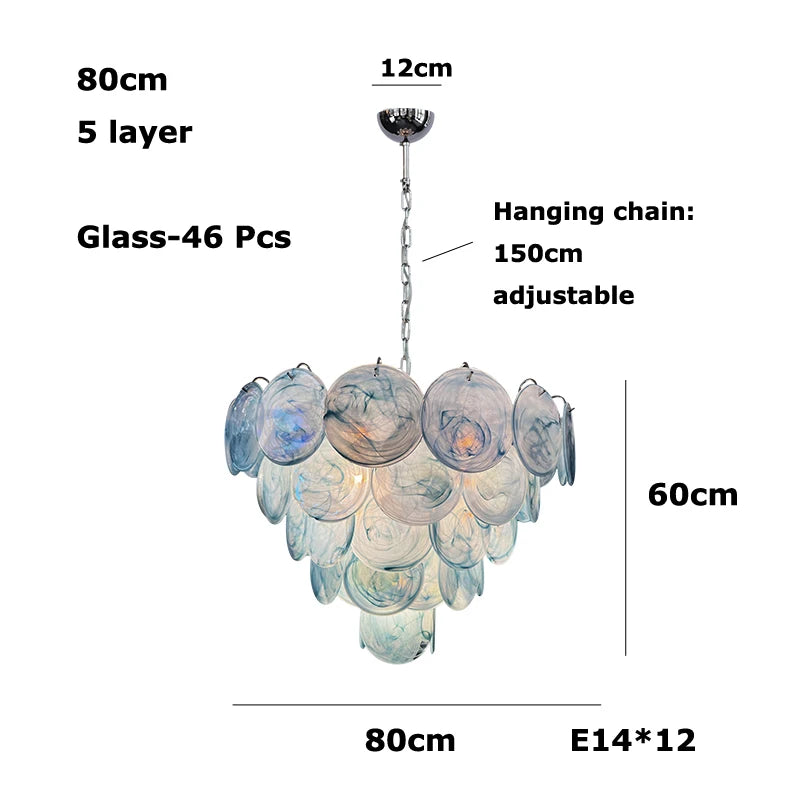 Mirella Murano-inspired Coloured Glass chandelier, product gallery image 7 of 17
