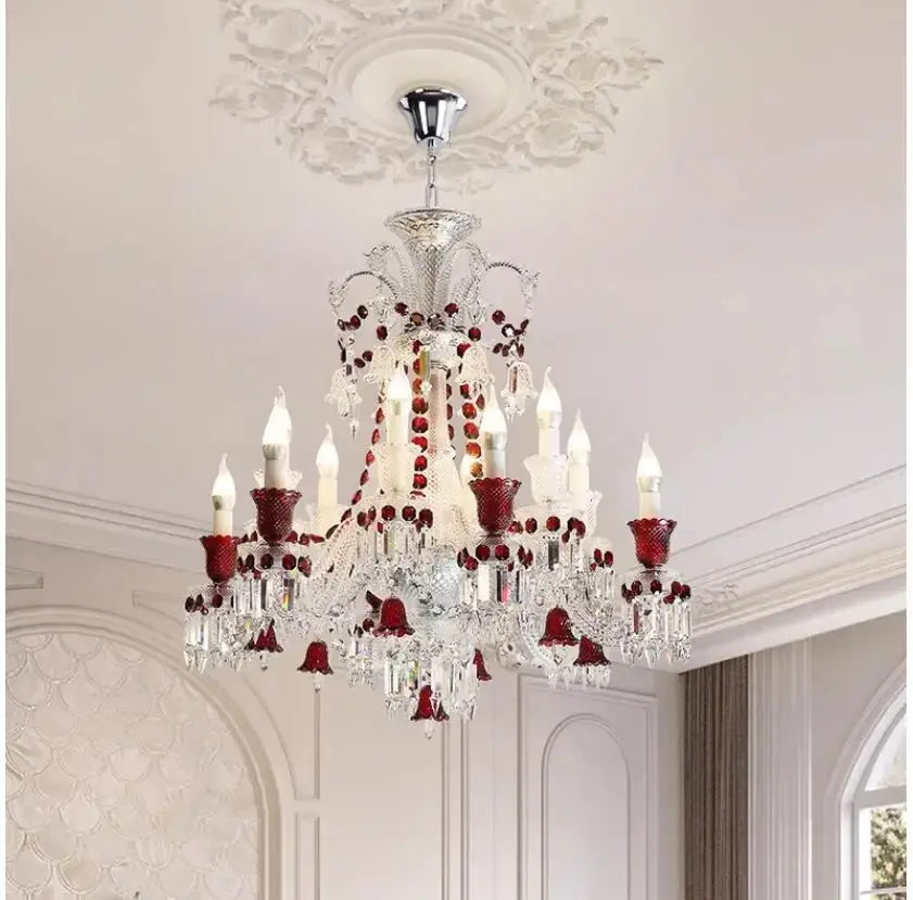 Modern Crystal Clear Red Color Chandelier