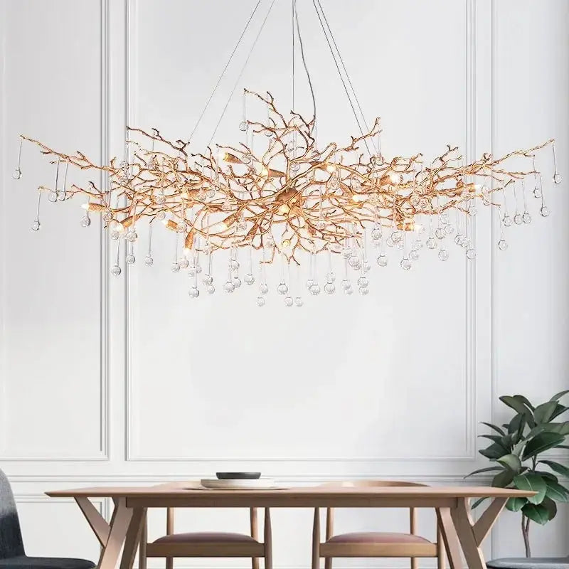 High-end LED Branch Crystal Copper Chandeliers Water Drops Luxury Ceiling Chandelier Lighting Decor Tree Luxury Pendant  LAMP ChandeliersLife®