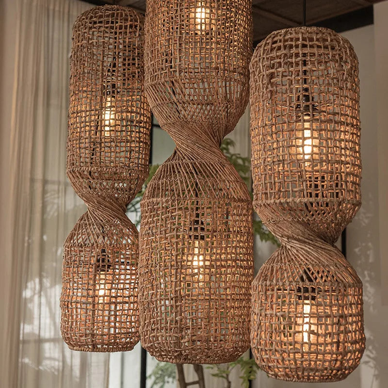 Vintage Tube Rattan Pendant Lamp