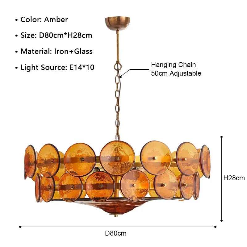 Ambra Murano-inspired Amber Glass chandelier, product gallery image 7 of 13