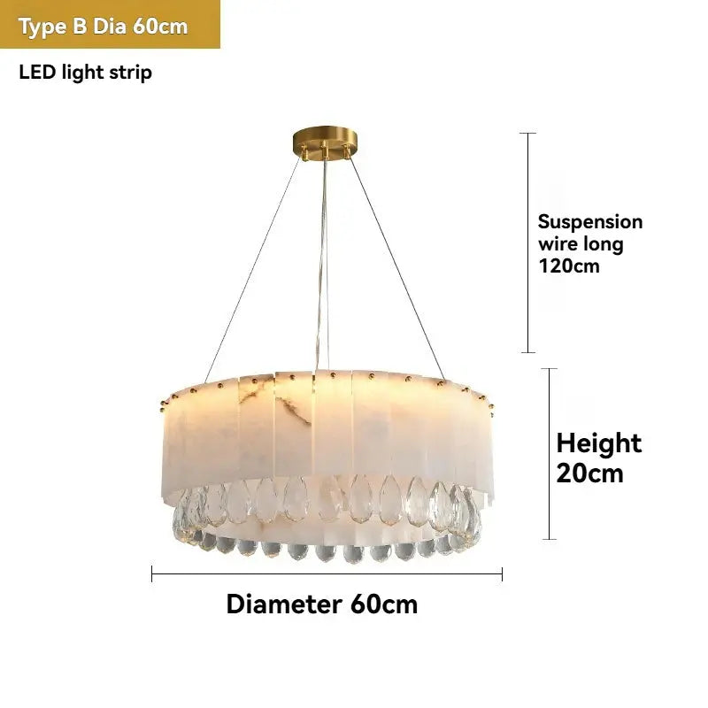 Villa Lobby Dining Living Room Alabaster Hanging Lamp - ChandeliersLife®